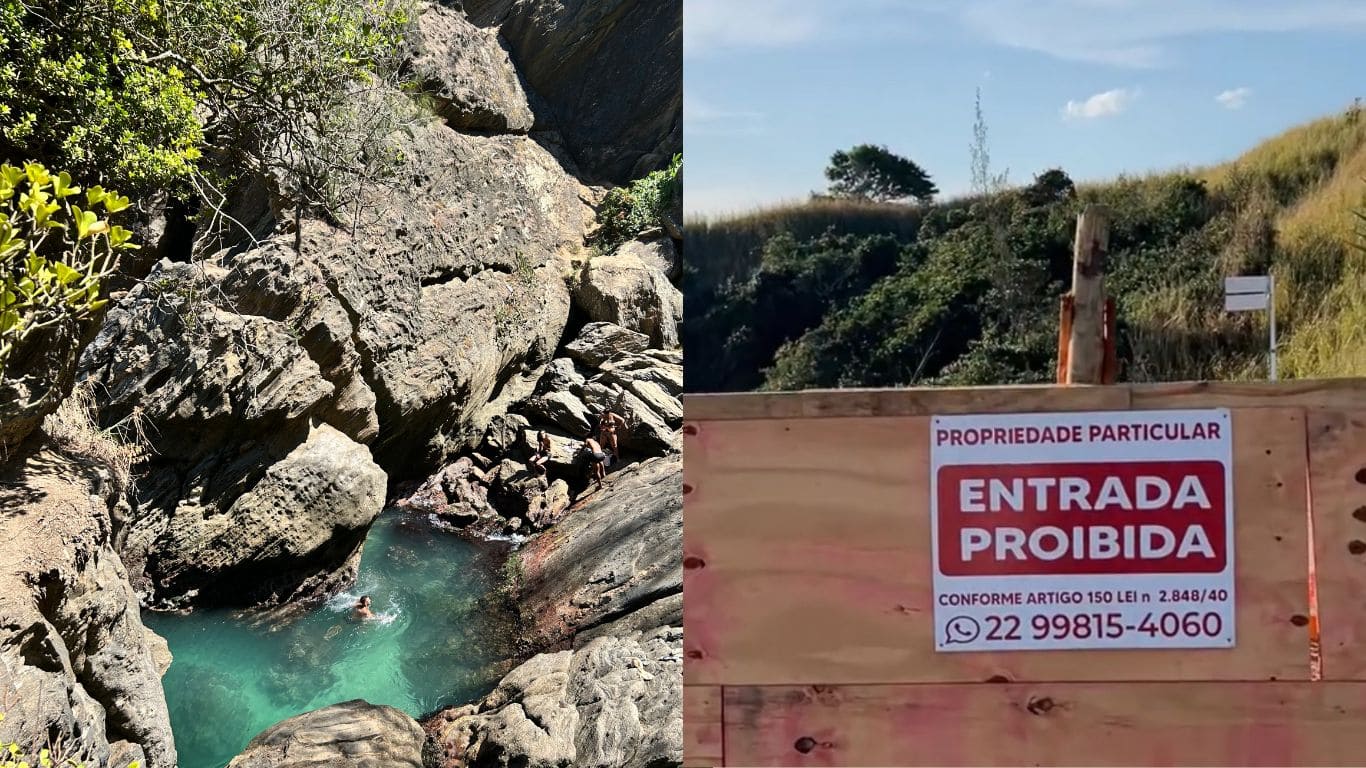 “Entrada Proibida”: tapume fecha acesso a gruta de Ponta Negra e deixa visitantes surpresos.